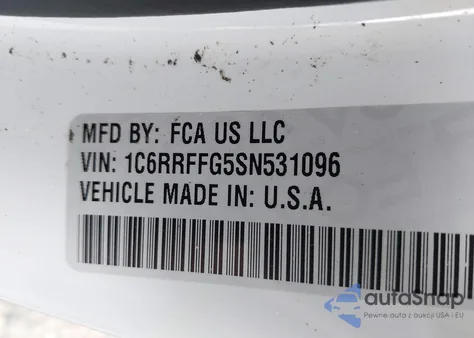 2025 Ram 1500 из США, поврежденный, VIN 1C6RRFFG5SN531096